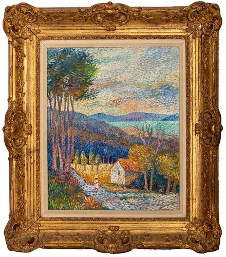 Lucien Neuquelman French Pointillist Landscape Oil