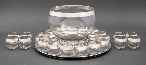 Dorothy Thorpe Style Punch Bowl & Glasses, 25