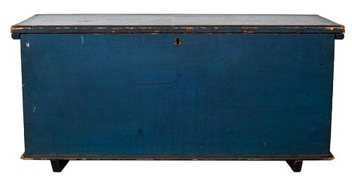 American Blue Painted Blanket Chest, 19th C.
