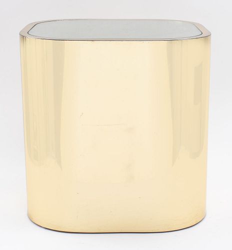 Modernist Brass and Mirrored Cube Table, 1970s