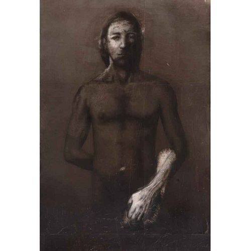 ROBERTO CORTÁZAR, Standing male No. 14, Firmado al frente y al reverso, Mixta sobre papel sobre madera, 190 x 130.5 cm