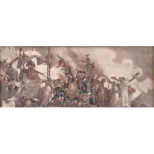 JOSÉ BARDASANO, Sin título, Firmado, Pastel, sanguina y carboncillo sobre papel, 37 x 89 cm