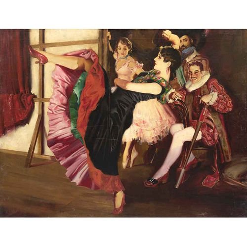 ARMANDO DRECHSLER, Bailarina Ensayando, ca. 1930, Firmado, Óleo sobre tela, 75.5 x 99 cm