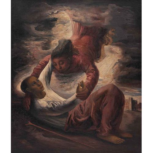 JESÚS GUERRERO GALVÁN, El ánima, Firmado y fechado 1946, Óleo sobre masonite, 77.3 x 66 cm, Con constancia