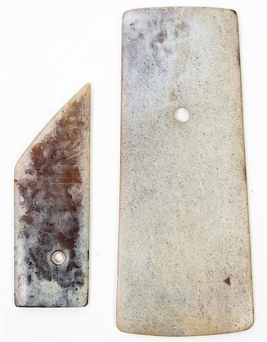 * Two Jade Axes, Length of longer 8 5/8 inches.