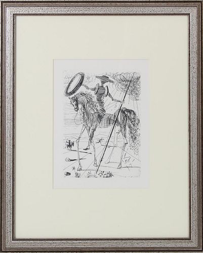Don Quixote by Salvador Dali, B & W Etching