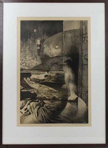 1975 Surrealist Czech Etching, Signed