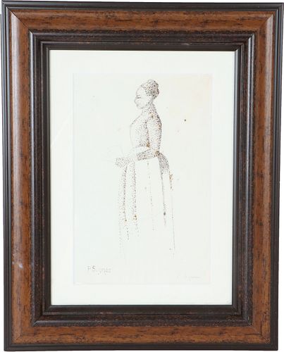 Manner of Signac, Pointillist Figure, Ink on Paper