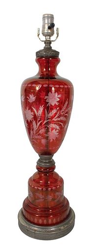 Bohemian Red Glass Lamp