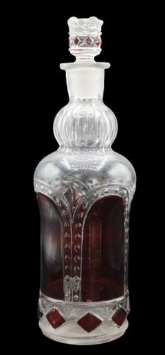 Bohemian Ruby Red Glass Decanter & Stopper