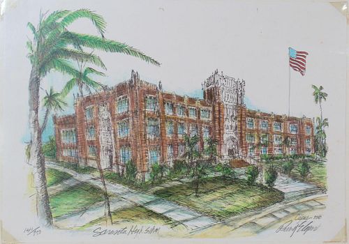 Sarasota High Lithograph by Richard Capes