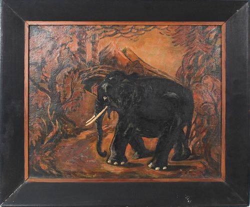 20th C. Elephant Painting, by R M Lawrence
