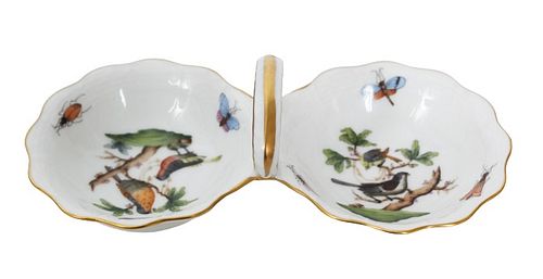 Herend Hungary Porcelain Double Bowl Dish