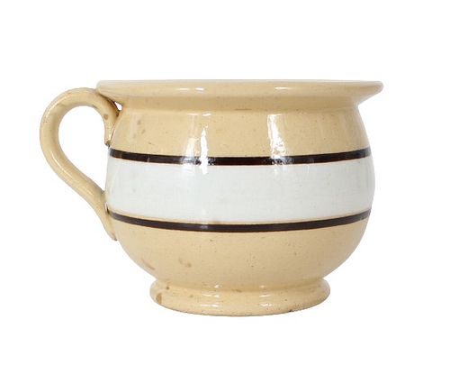 Vintage Cream-Colored, Brown & White Mochaware Cup