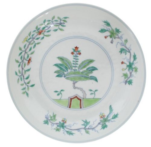 Chinese Doucai Style Enamel Porcelain Plate