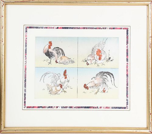 Japanese Rooster Woodblock Print
