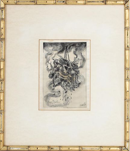 Frederic Edwin Church (1826-1900) Etching on Silk