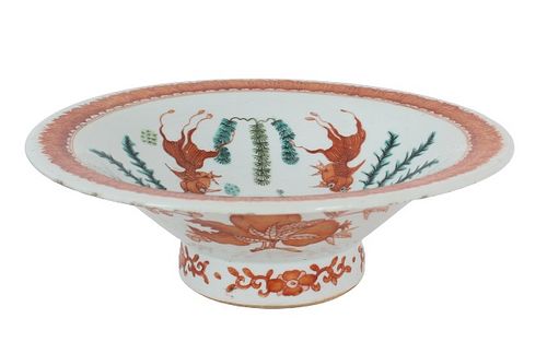 20th C. Chinese Hand Painted Footed Bowl