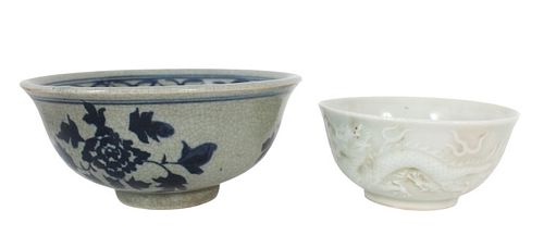(2) Chinese Bowls, Crackleware & Celadon