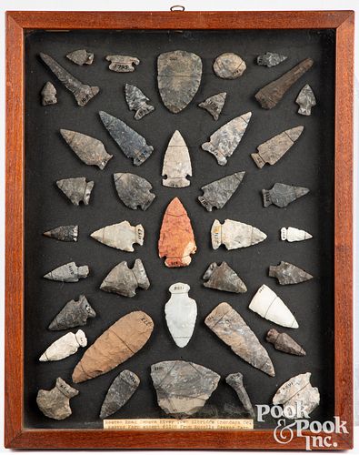 Framed collection of New York stone points