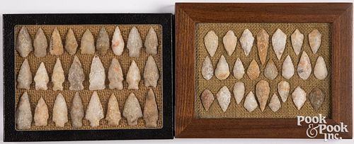 Group of forty-nine ancient white quartz points