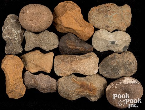 Fifteen prehistoric tools, to include axe heads