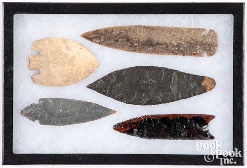 Five Native American Indian stone points