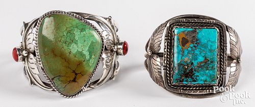 Two Navajo or Zuni Indian cuff bracelets