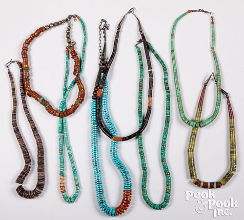 Eight Native American Indian made necklaces