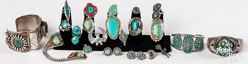 Group of Navajo and Zuni Indian jewelry