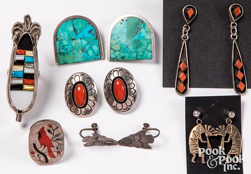 Group of Navajo and Zuni Indian jewelry