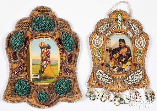 Two Iroquois Indian beaded picture frames