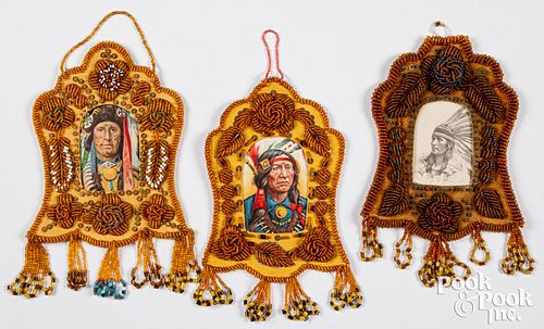 Three Iroquois Indian beaded picture frames