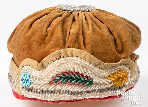 Iroquois Indian beaded round hat