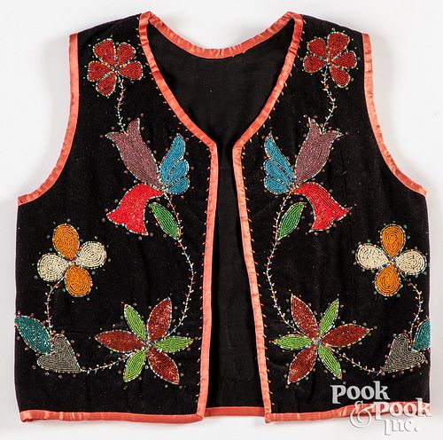 Native American Indian beadwork trade cloth vest
