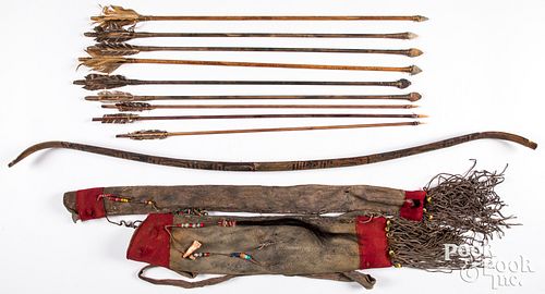 Navajo Indian painted bow and arrow