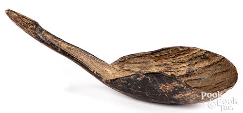 Northern Plains Indian carved buffalo horn scoop