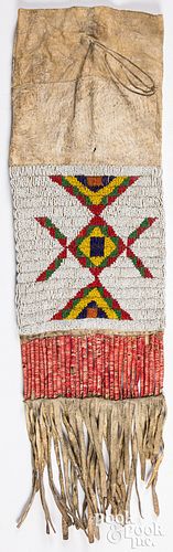Sioux or Plains Indian beaded and quilled pipe bag