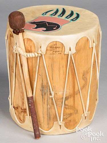 Hand-crafted Cochiti Pueblo Indian hide drum
