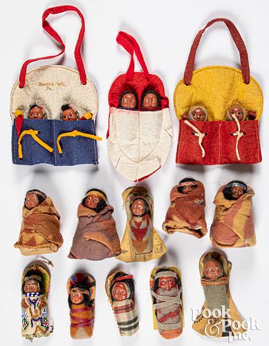 Collection of sixteen vintage Skookum baby dolls