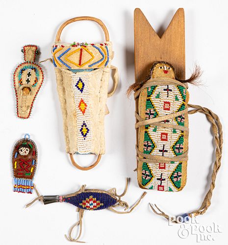 Group of Native American Indian beadwork items