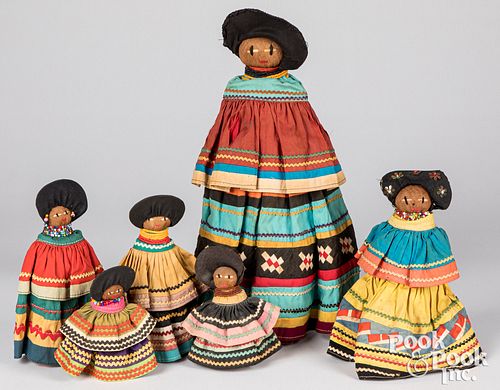 Six Seminole Indian dolls
