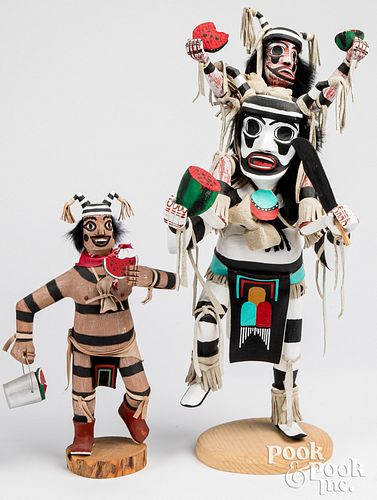 Two Hopi Hano Clown kachina figures