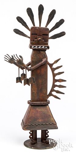 Brass kokopelli kachina figure sculpture