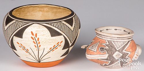 Two Laguna Pueblo Indian polychrome pottery bowls