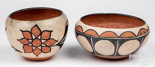 Two Santo Domingo Pueblo Indian pottery jars