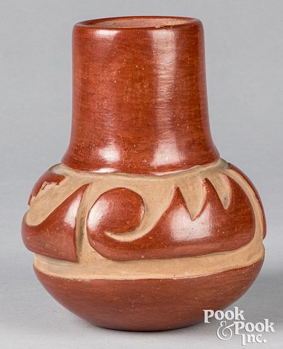 Santa Clara Pueblo Indian redware pottery vase