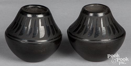 Pair of Santa Clara Pueblo Indian olla jars