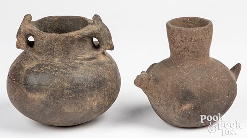 Two Mound Builder Indian culture effigy pots