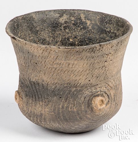 Foster trailed incised Caddo Indian pottery vessel